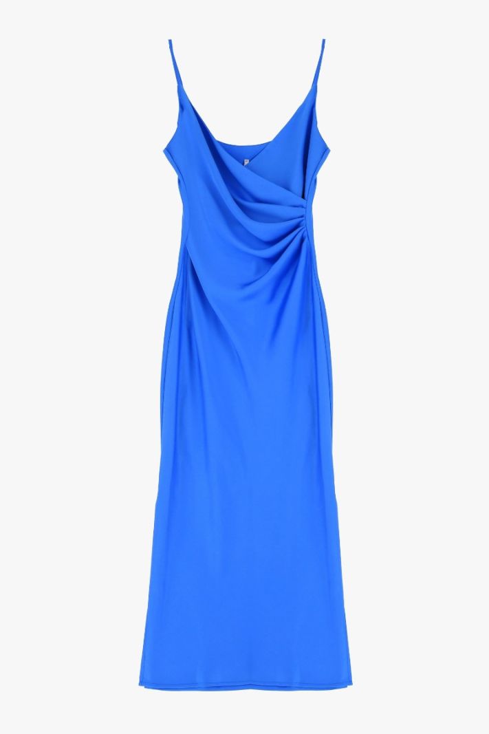 Satino suknelė su petnešėlėmis Blue