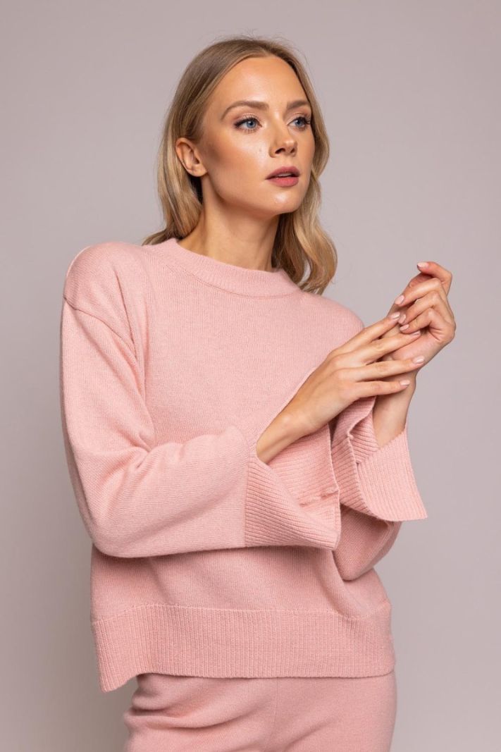 Trumpas megztinis rožinės spalvos