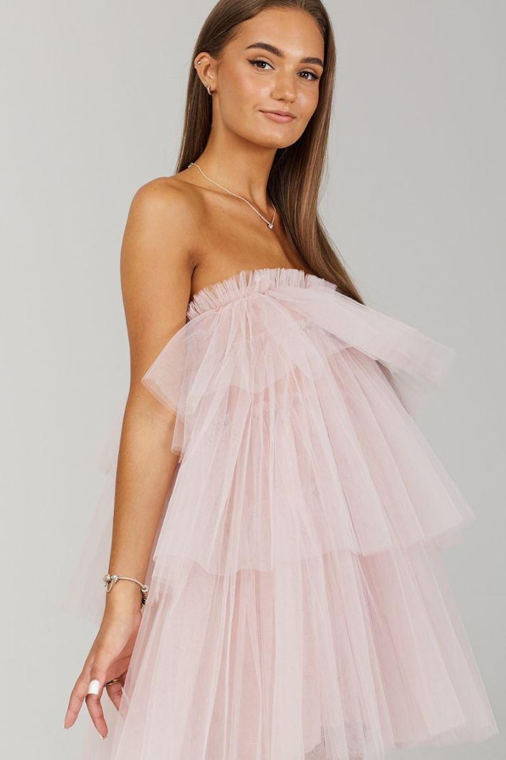 Tiulio suknelė, rožinės spalvos 