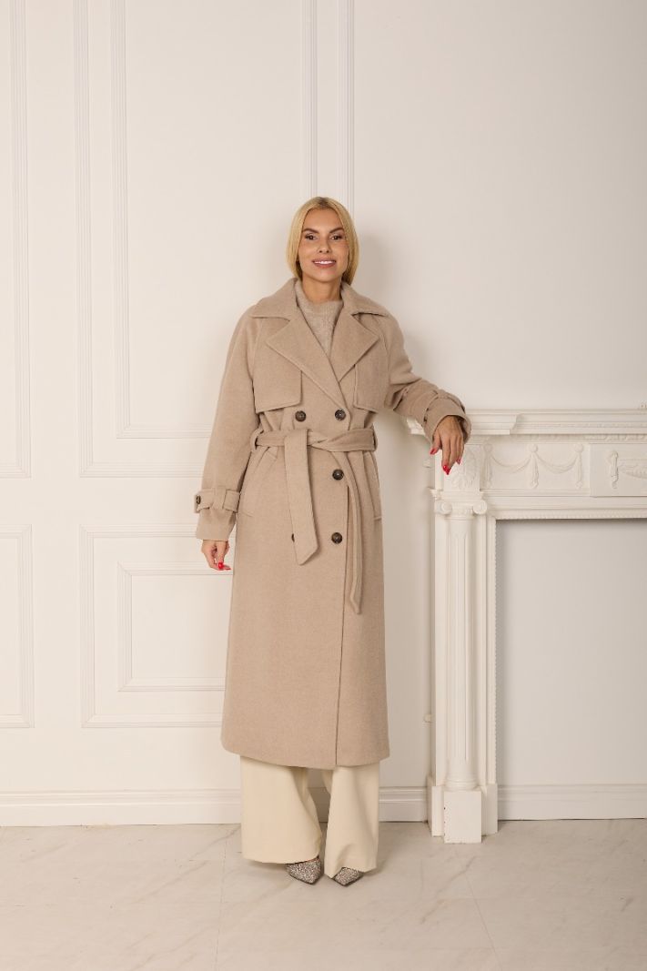 Paltas su diržu Beige