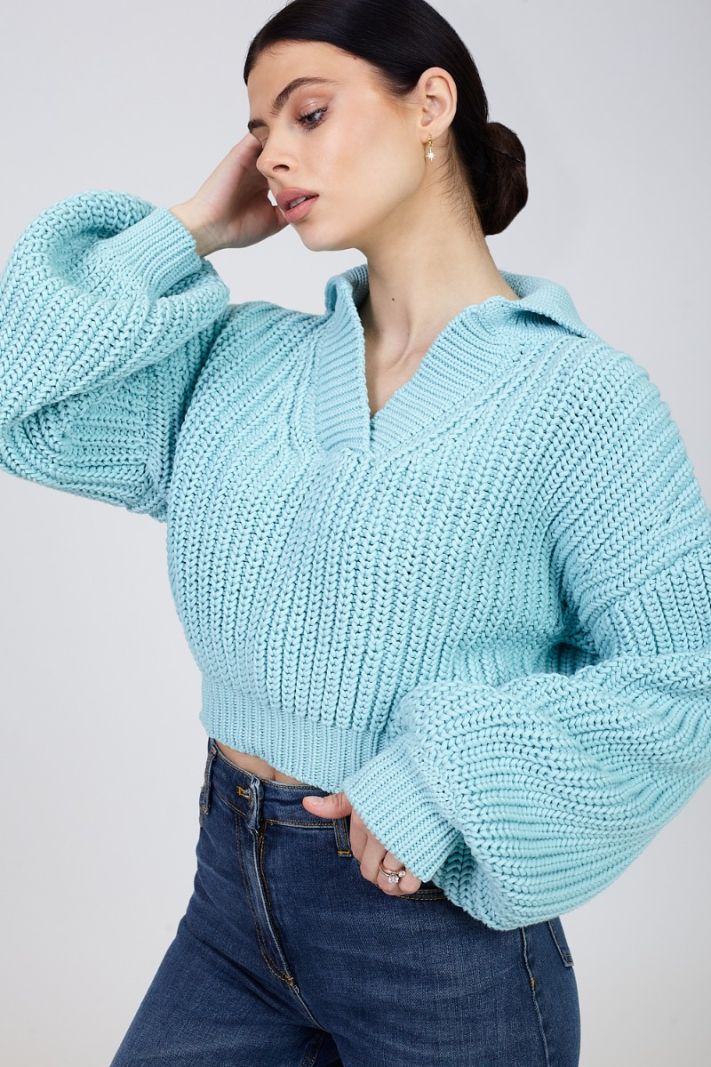 Mėtinės spalvos megztinis moterims