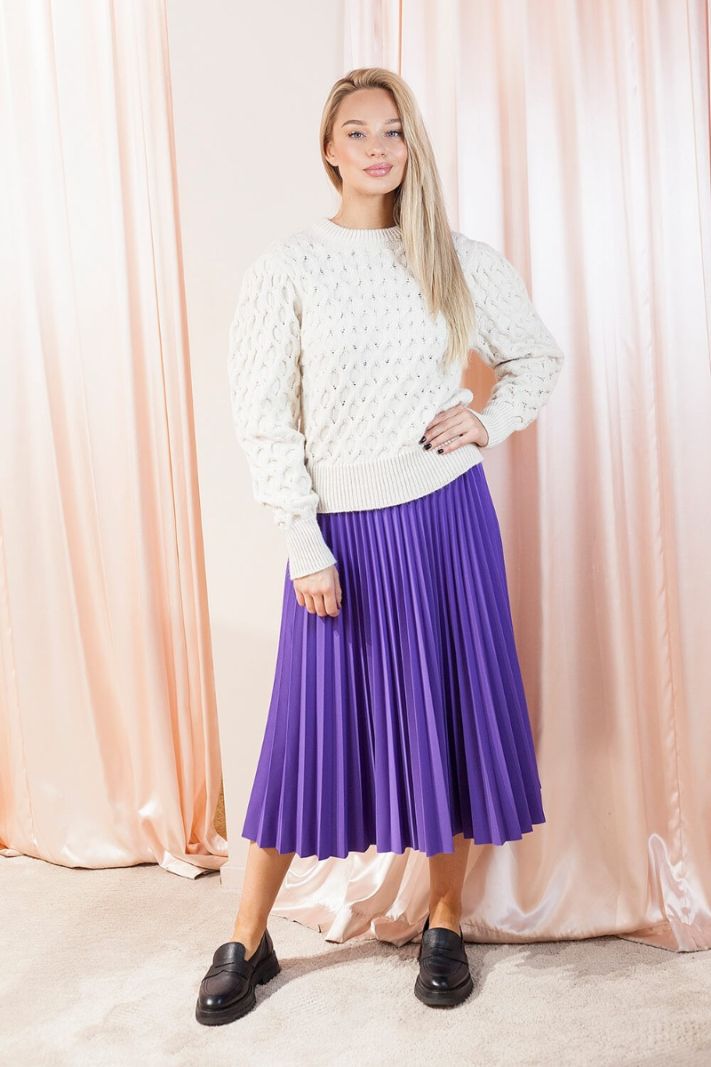 Ilgas klostuotas sijonas violetinis