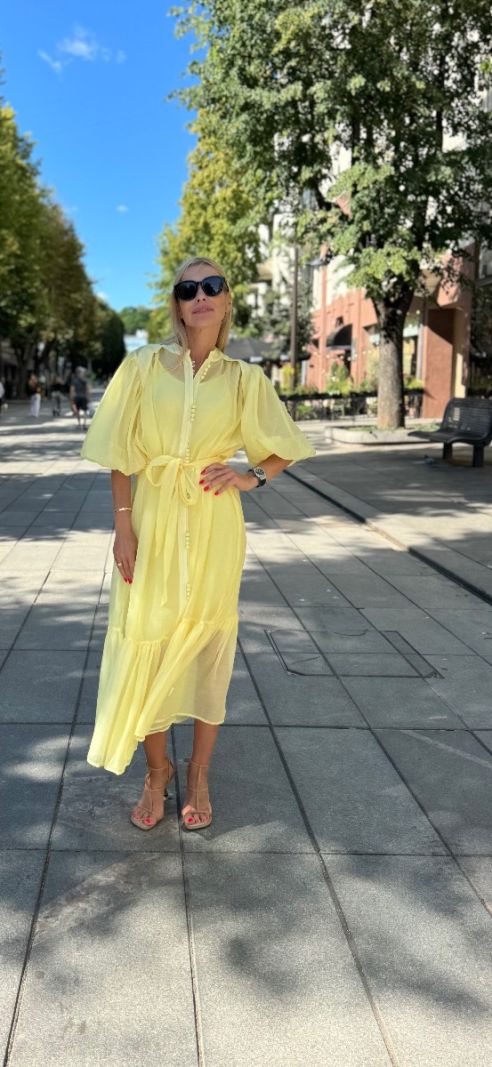 Ilga suknelė trumpomis rankovėmis Yellow