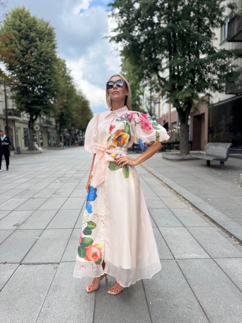 Ilga puošni puošni suknelė Flowers