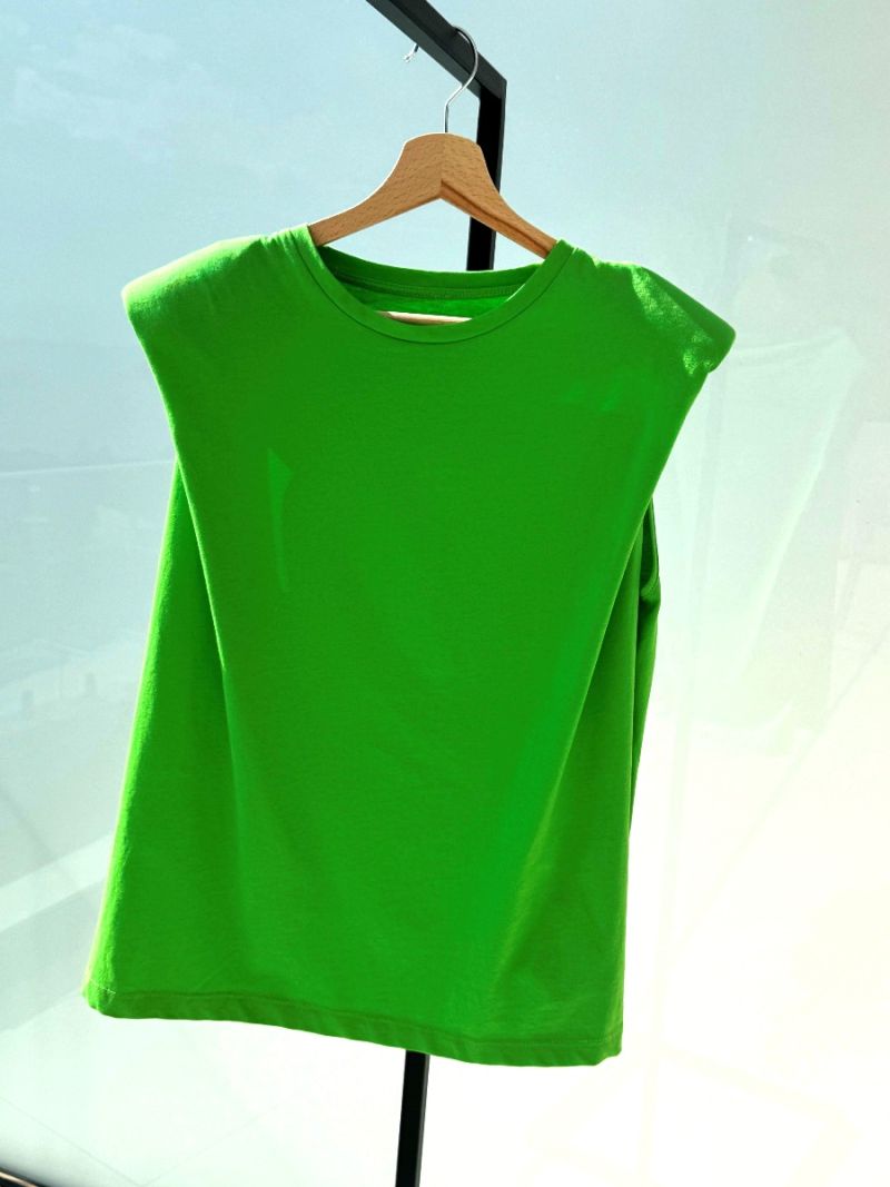 Oversized marškinėliai su petukais Green