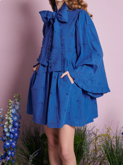 Mini suknelė Meadow Sage Bow Mini Dress