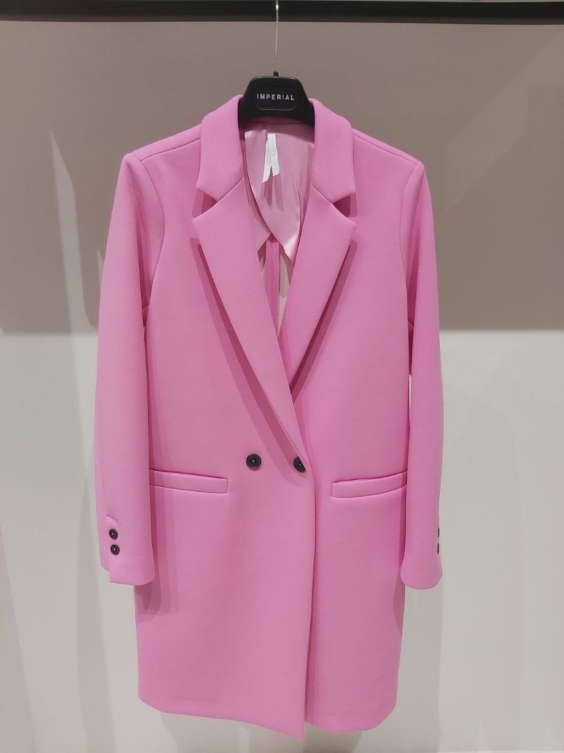 Tiesaus silueto paltas, rožinės spalvos
